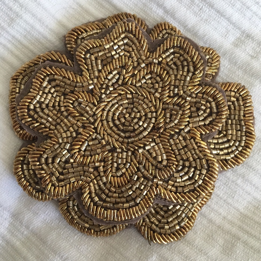 Colette Malouf Gold Embroidered Floral Clip